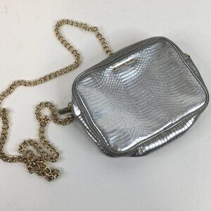 Victoria's Secret Silver Metallic Reptile Crossbody Bag